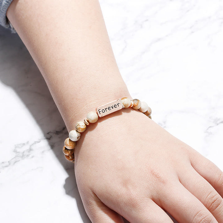 Juego de pulseras con grabado de 3 piezas con piedras preciosas naturales de Olivenorma Best Friend Forever