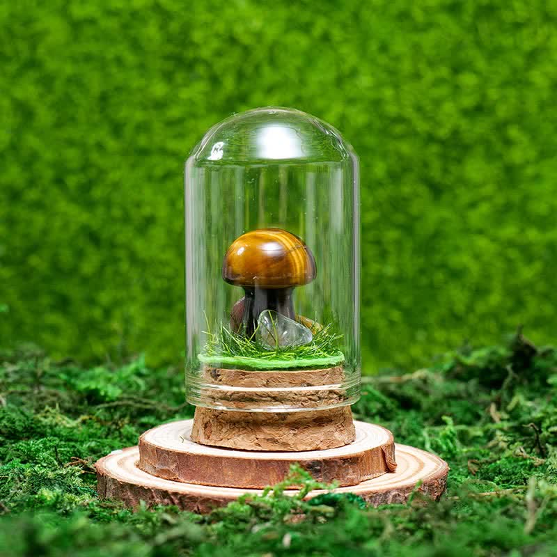 Cubierta de vidrio Olivenorma Decoración de hongo de cristal natural