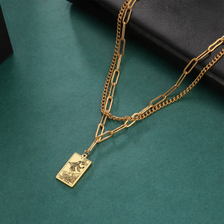 Collar de doble cadena con la carta del tarot de Olivenorma