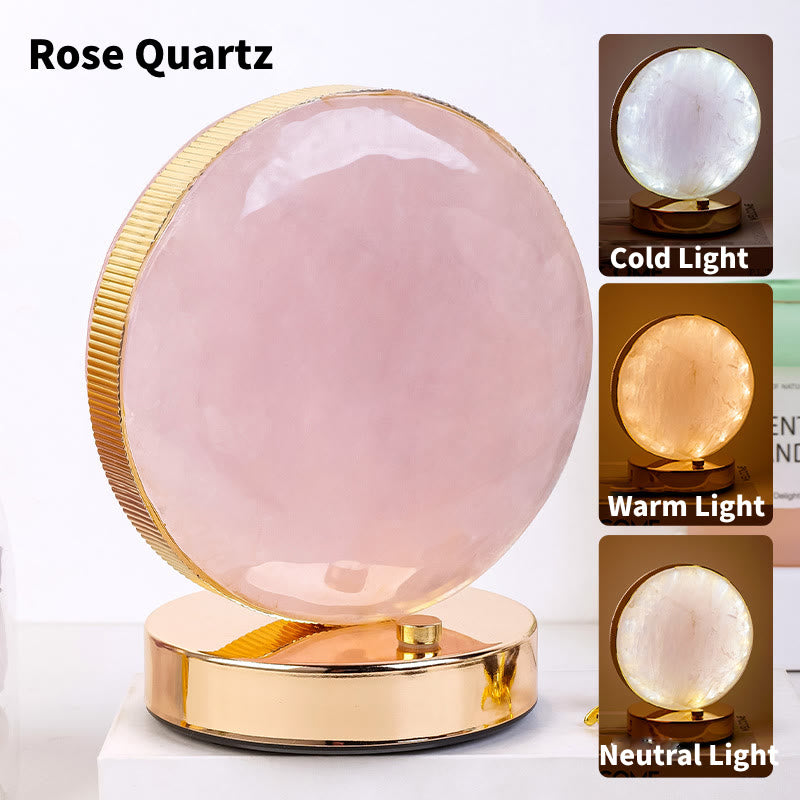 Lámpara de mesa de noche de piedra de cristal natural Olivenorma Decoración con piedras preciosas