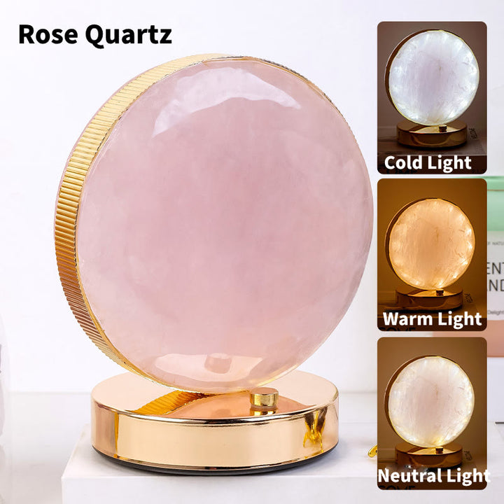 Lámpara de mesa de noche de piedra de cristal natural Olivenorma Decoración con piedras preciosas