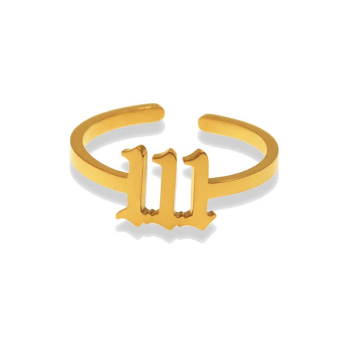 Anillo de la suerte minimalista con número angelical