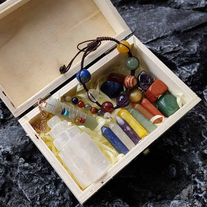 Juego de 17 piedras de cristal para los chakras de Olivenorma 