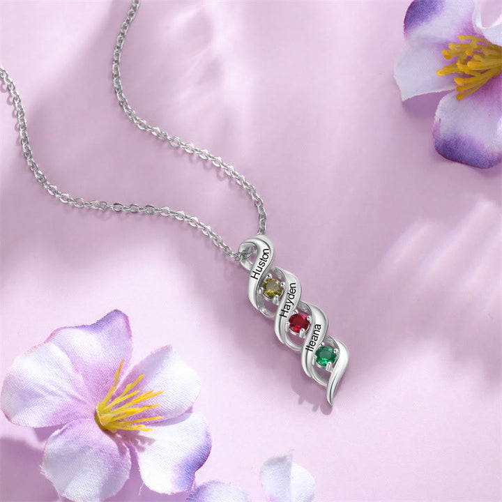 Collar personalizado con grabados y piedras de nacimiento del 1 al 6
