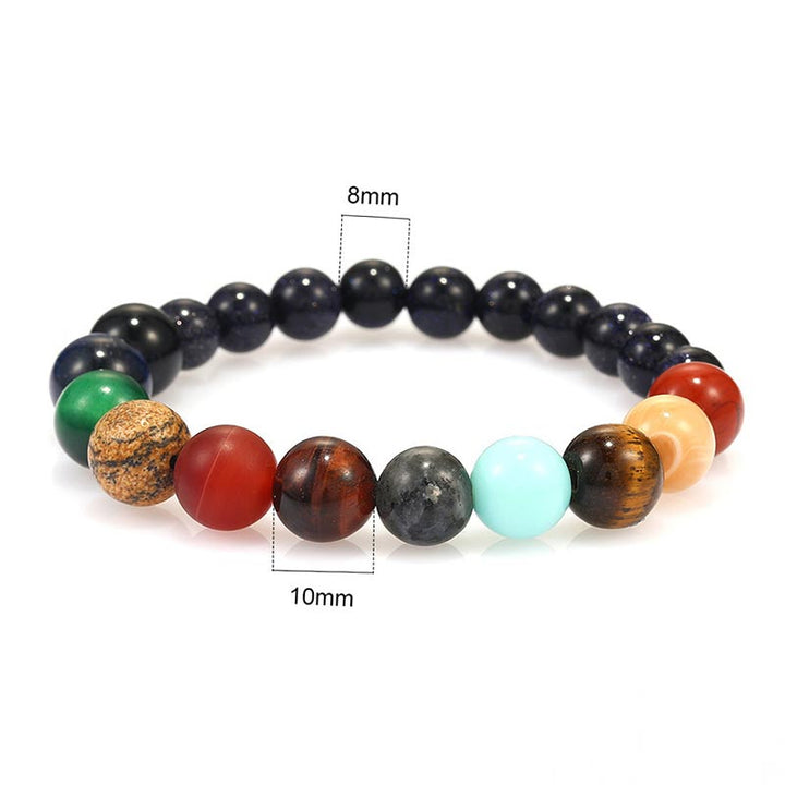 Pulsera de yoga con siete chakras y piedras coloridas de galaxia cósmica de Olivenorma 