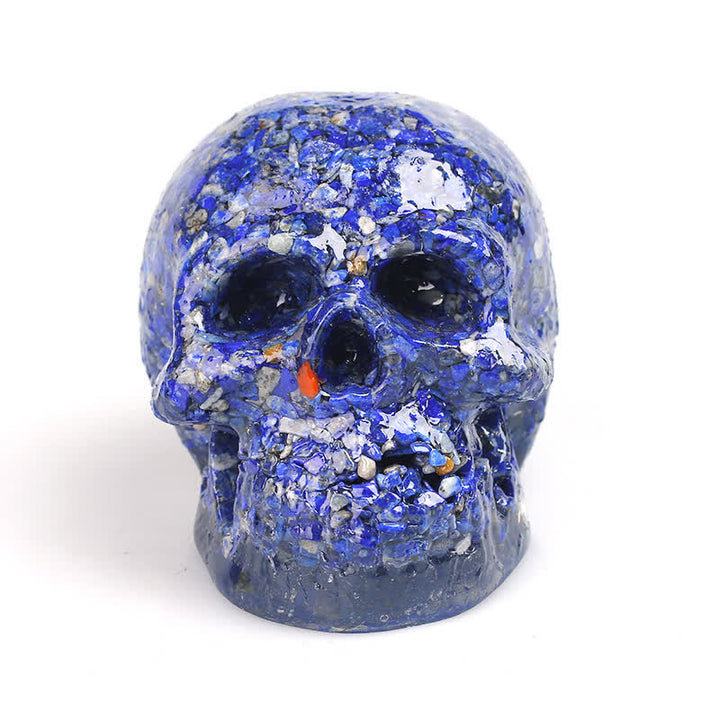 Decoración con piedras preciosas y calavera de cristal natural de Olivenorma