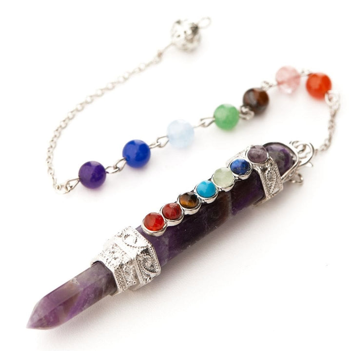 Péndulo de columna hexagonal de cristal de chakra Olivenorma
