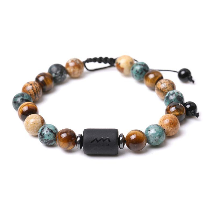 Pulsera con imagen de ojo de tigre y jaspe del zodiaco