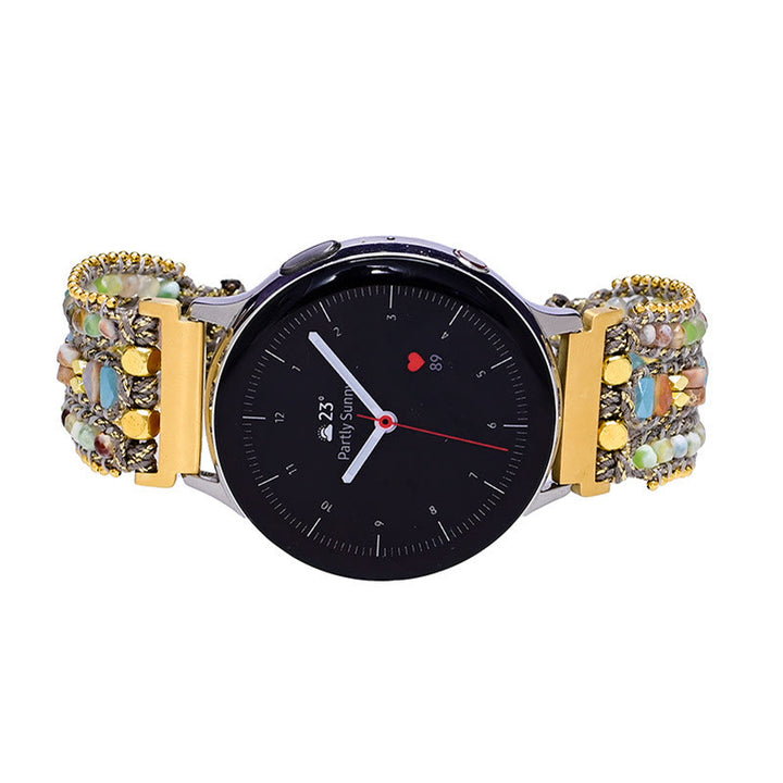 Pulsera Samsung con correa trenzada gris y cuentas de cristal de Olivenorma