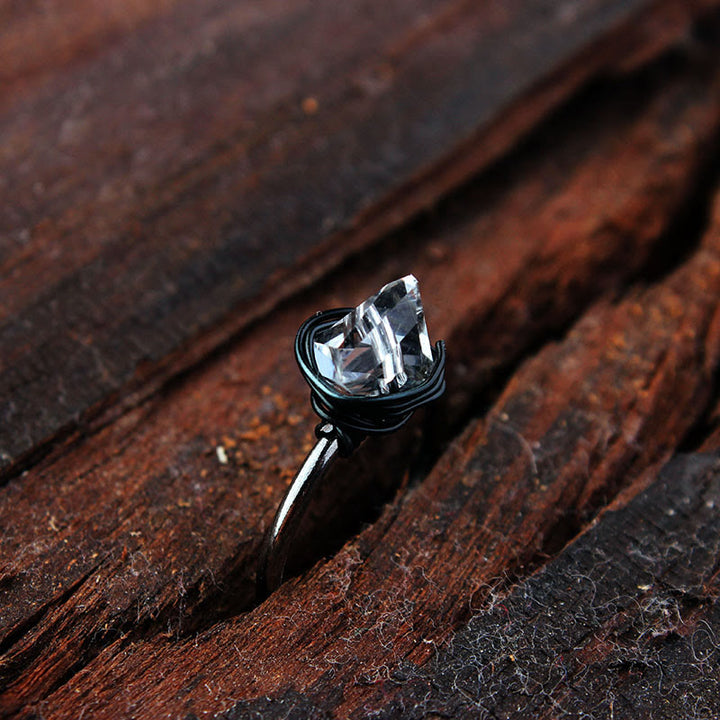 Anillo de alambre de cristal de piedra natural hecho a mano de Olivenorma
