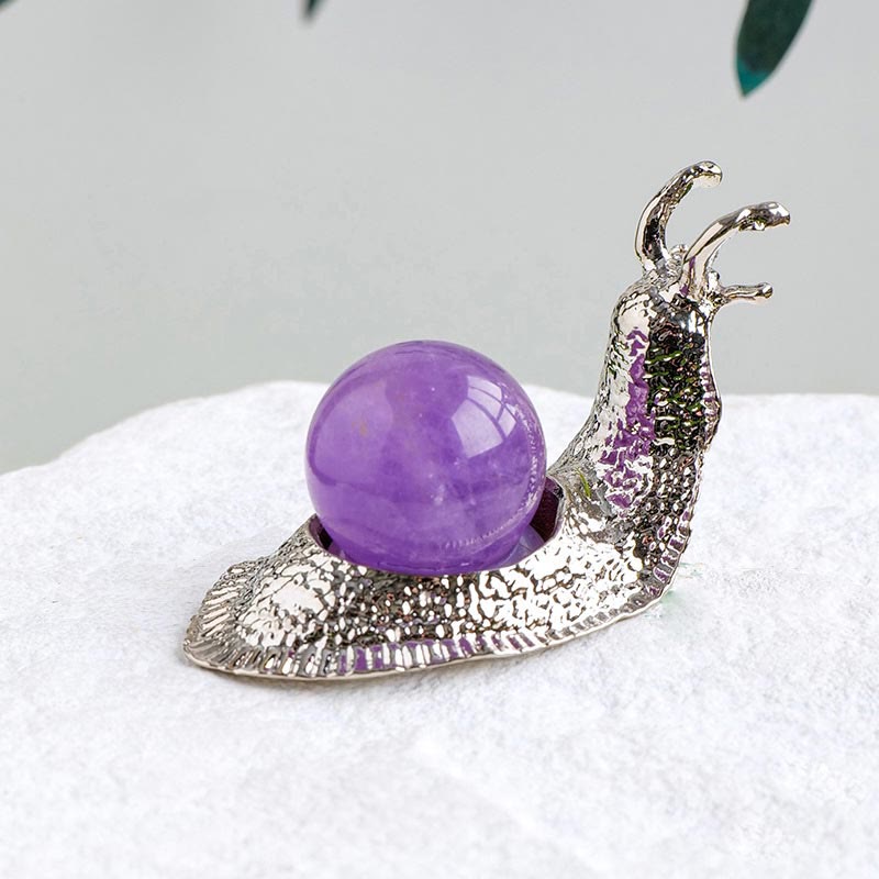 Soporte para bolas de cristal natural de Olivenorma, pequeño caracol decorativo con piedras preciosas