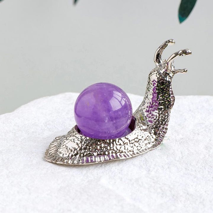 Soporte para bolas de cristal natural de Olivenorma, pequeño caracol decorativo con piedras preciosas