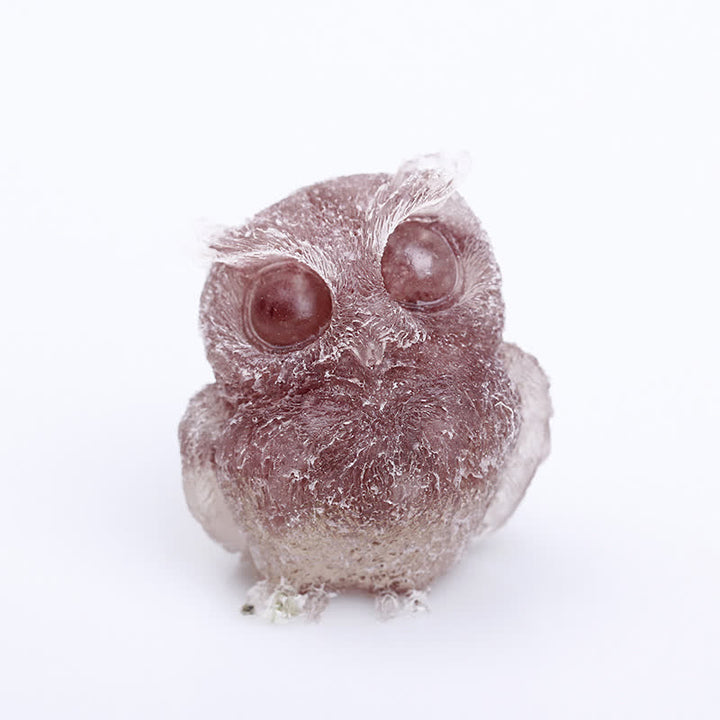 Adorno de piedra preciosa con forma de búho de resina de cristal natural de Olivenorma