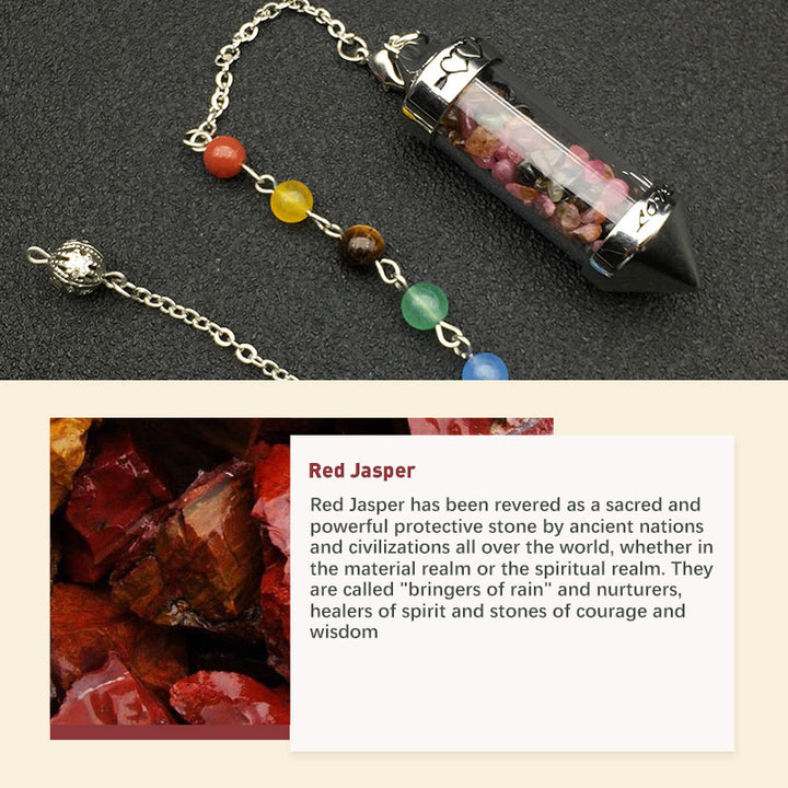 Péndulo de meditación de cristal de colores para los chakras