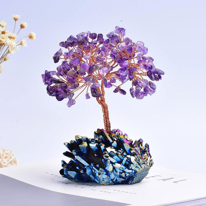 Meditación orgónica con amatista de Olivenorma, árbol de la purificación del Feng Shui