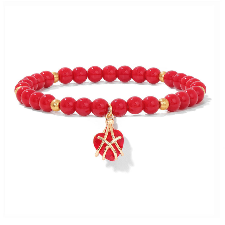 Pulsera con dije de corazón de piedra natural de Olivenorma