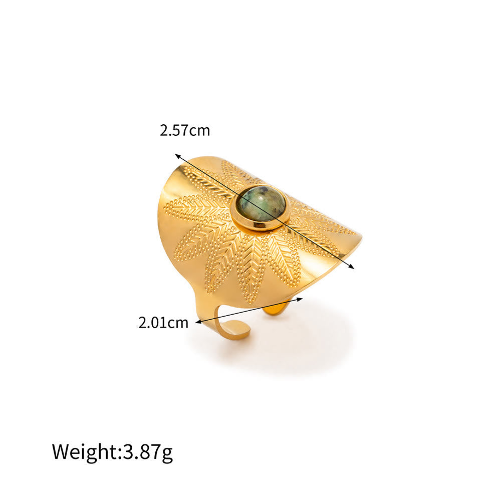 Anillo irregular ajustable de malaquita natural de Olivenorma