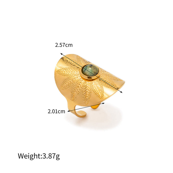 Anillo irregular ajustable de malaquita natural de Olivenorma