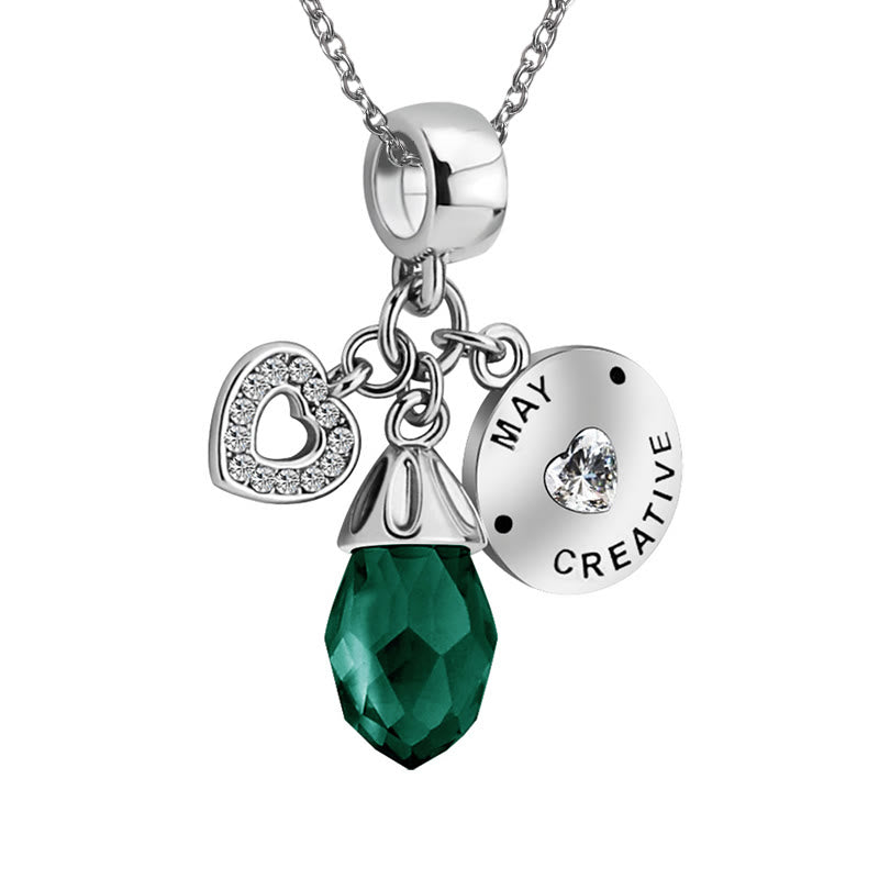Collar con colgante de corazón de diamante y piedra natal de Olivenorma 