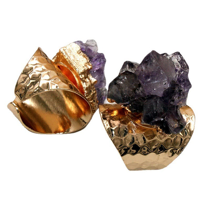 Anillo ajustable retro de amatista natural de Olivenorma