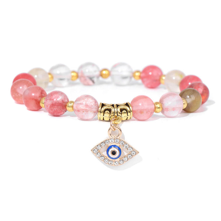 Pulsera con colgante de ojo malvado y cuentas de piedra natural de Olivenorma