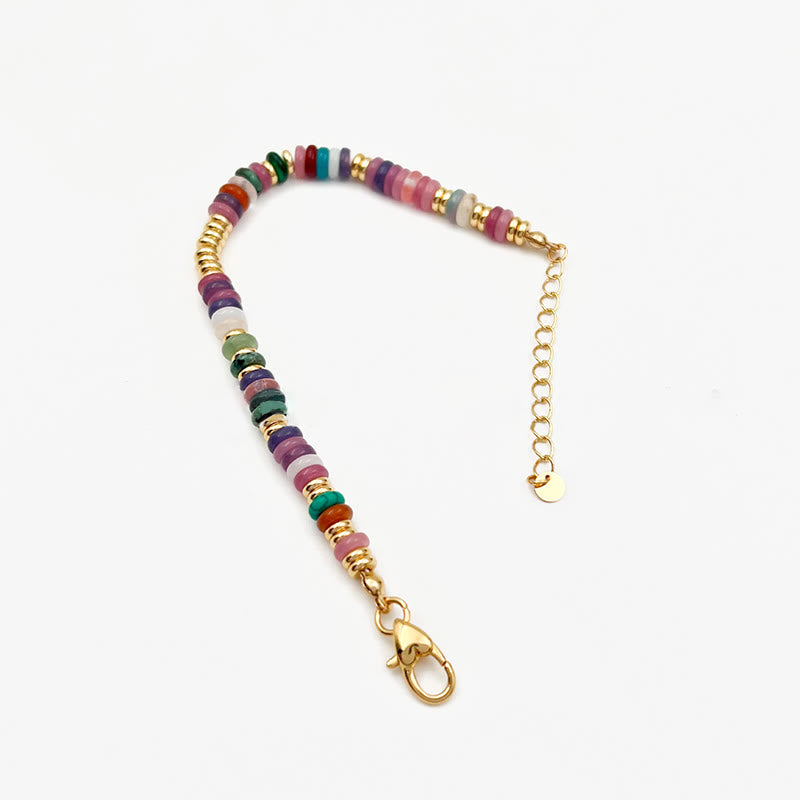 Pulsera y collar con piedras preciosas y cuentas redondas de cristal mixtas estilo bohemio de Olivenorma 