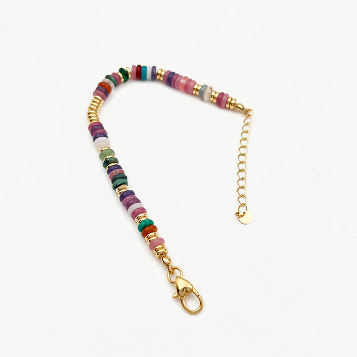 Pulsera y collar con piedras preciosas y cuentas redondas de cristal mixtas estilo bohemio de Olivenorma 