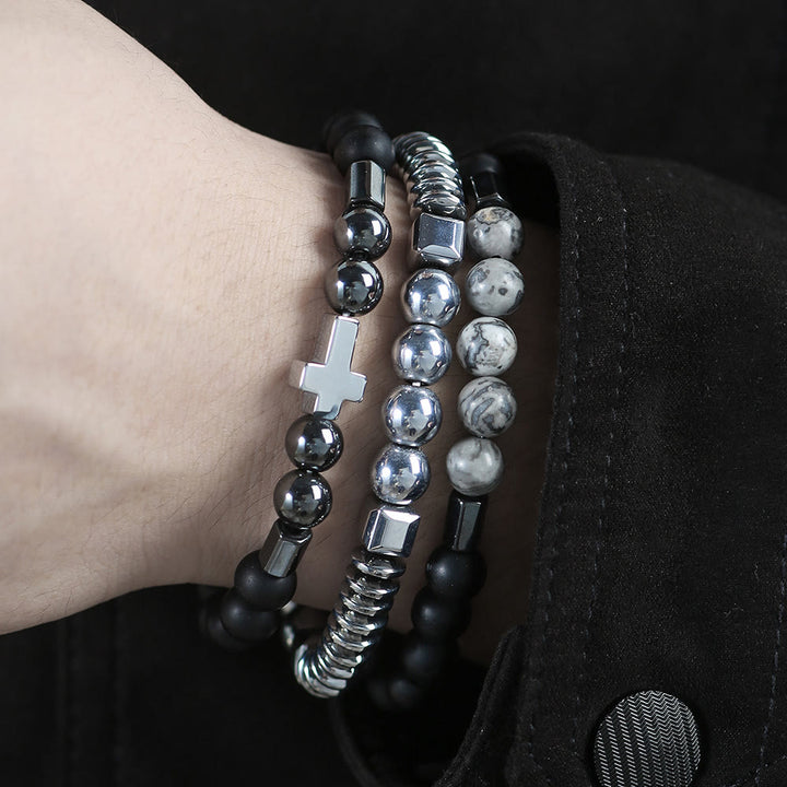 Pulsera con piedras preciosas apilables para hombre de Olivenorma