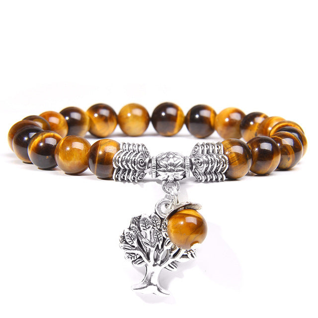 Pulsera de árbol de la vida de cristal natural