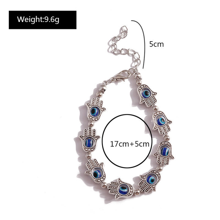 Pulsera Hamsa con ojo turco y turquesa natural de Olivenorma 