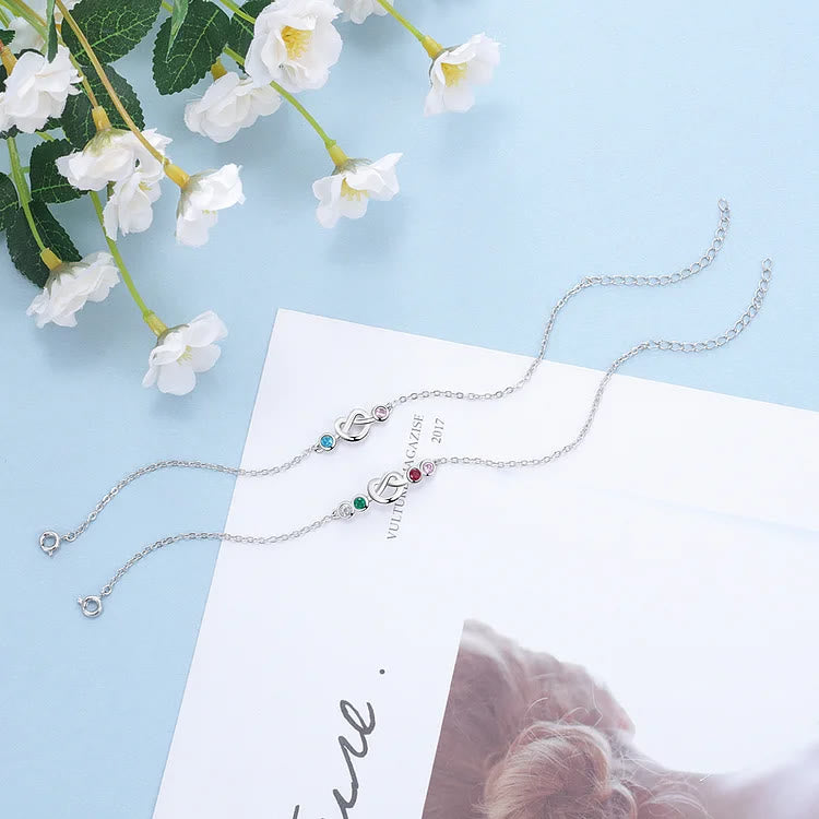 Pulsera de corazón personalizada de 2 a 5 piedras natales de Olivenorma 
