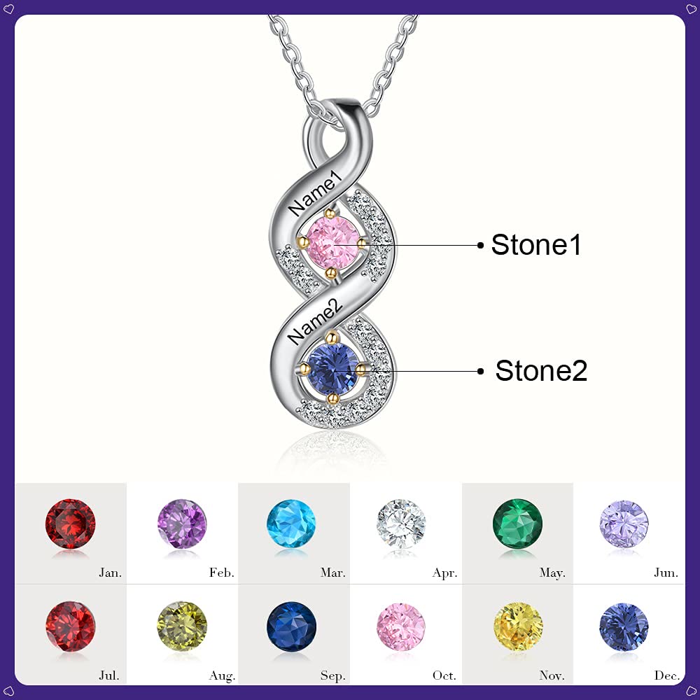Collar con nombre grabado en piedra natal para mujer de Olivenorma