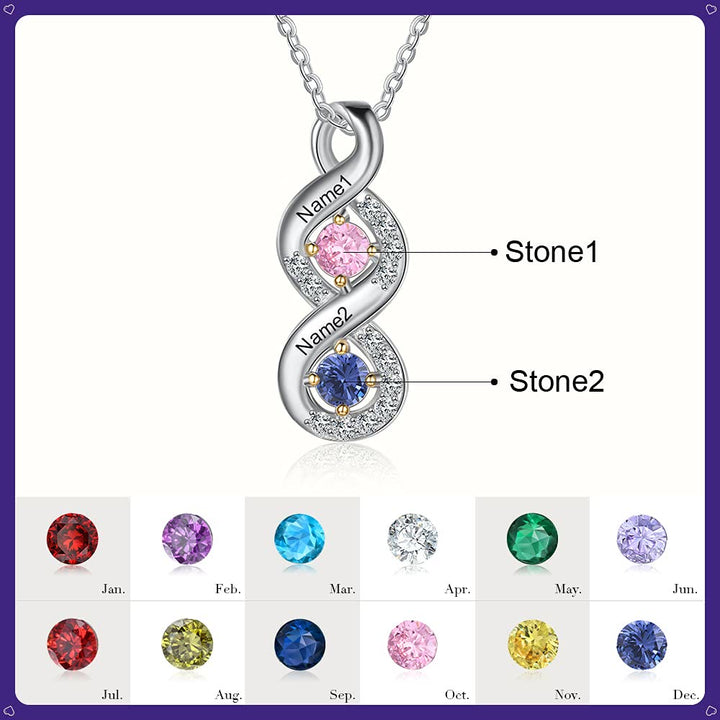 Collar con nombre grabado en piedra natal para mujer de Olivenorma