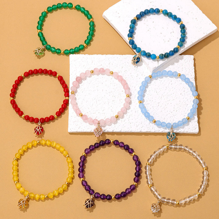 Pulsera con dije de corazón de piedra natural de Olivenorma