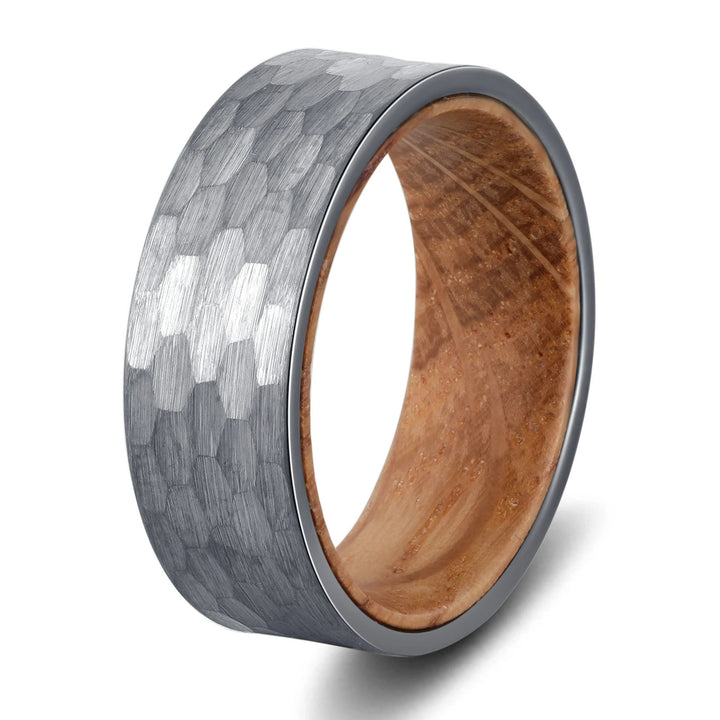 Anillo de madera de barril de whisky de carburo de tungsteno de 8 mm de Olivenorma para hombre