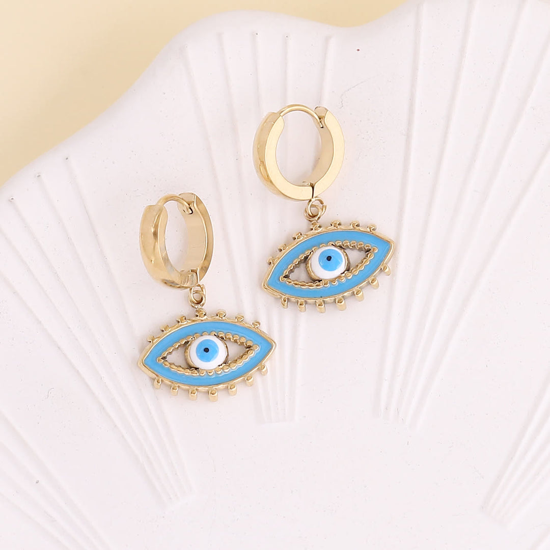 Pendientes de ojo malvado de resina epoxi de color Olivenorma
