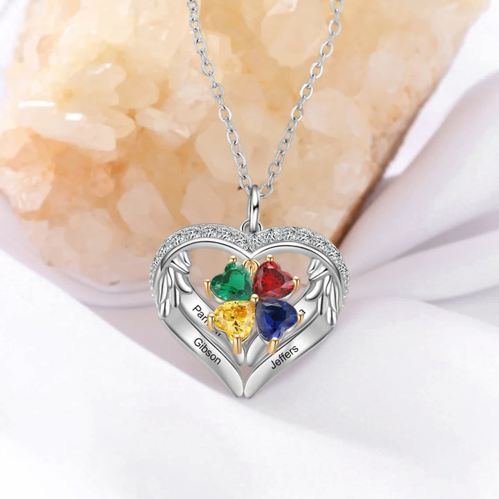 Collar de circonita cúbica con nombre grabado y piedra de nacimiento personalizada de Olivenorma