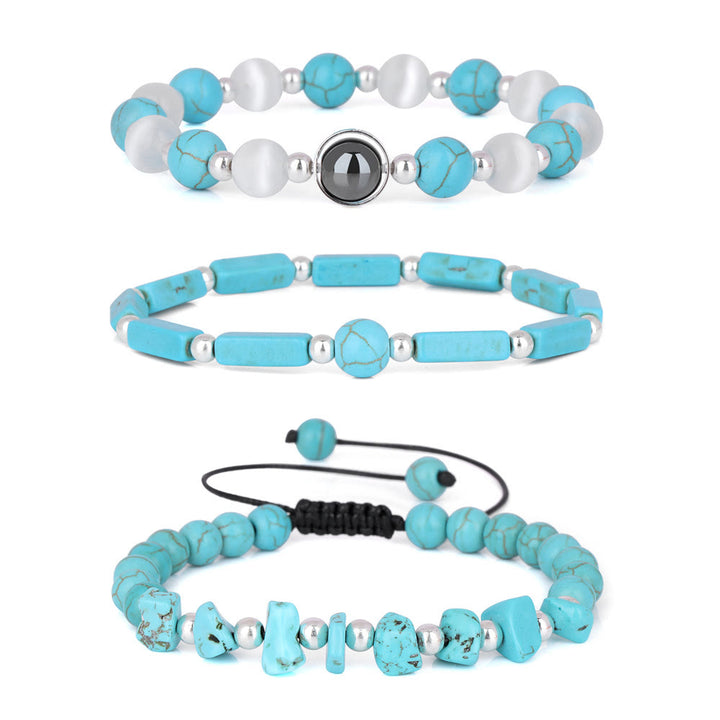 Juego de 3 pulseras de cristal natural "Healing Wishes" de Olivenorma 