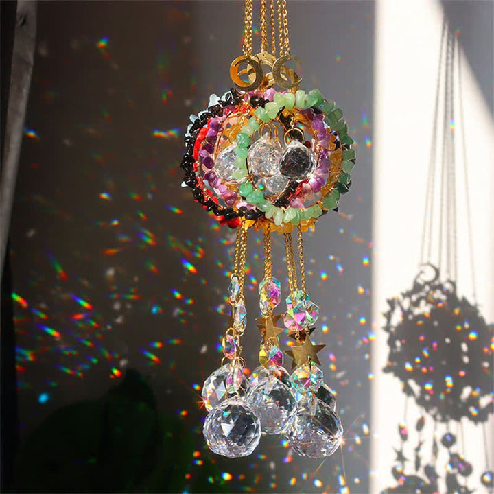 Atrapasueños con curación lunar y círculo de cristal de Olivenorma