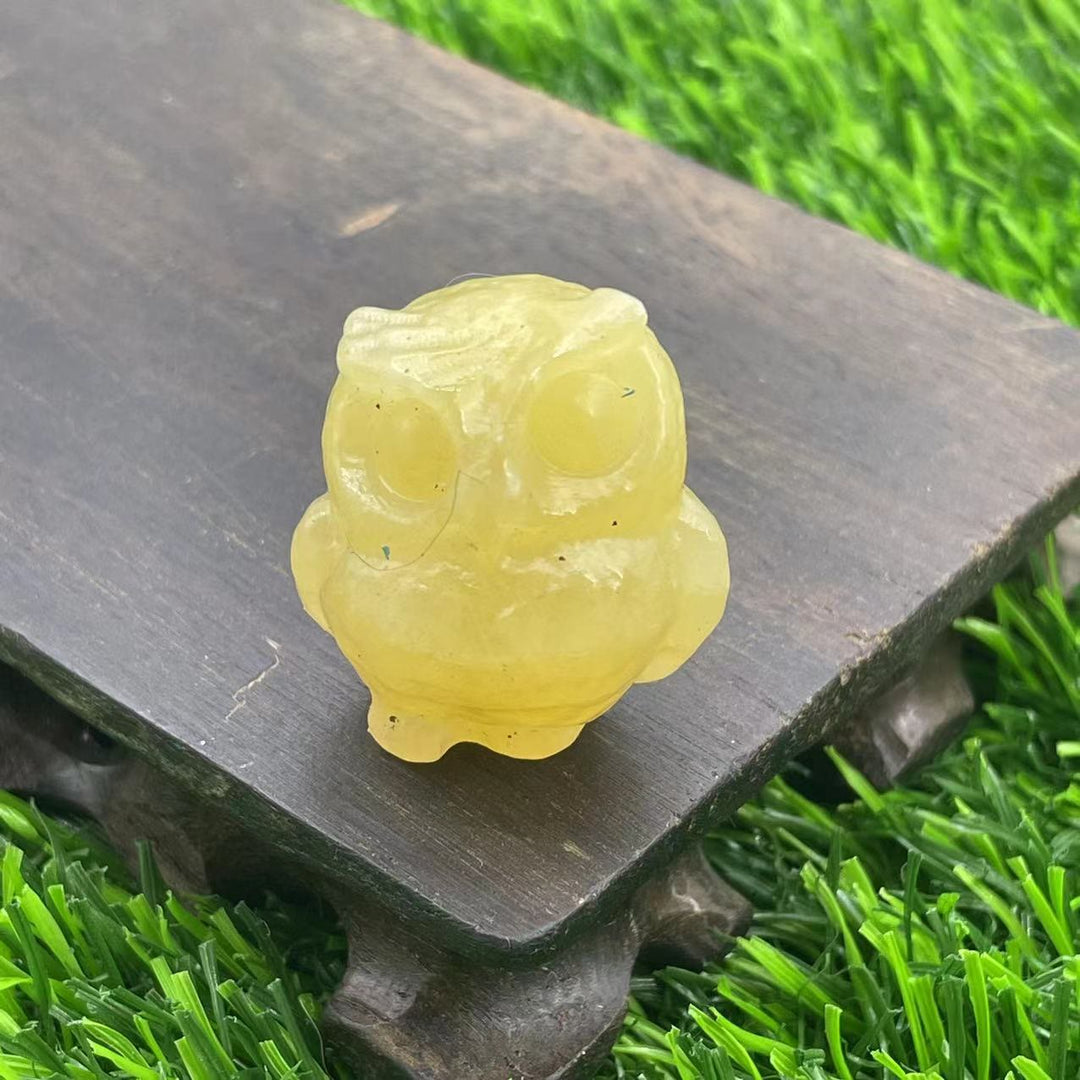Adorno de búho de cristal natural de 3,5 cm de Olivenorma con piedras preciosas decorativas