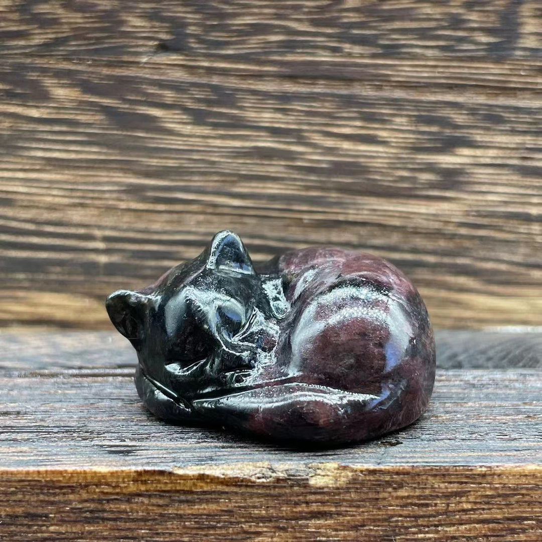 Adorno con piedras preciosas de gato de cristal natural de 4 cm de Olivenorma