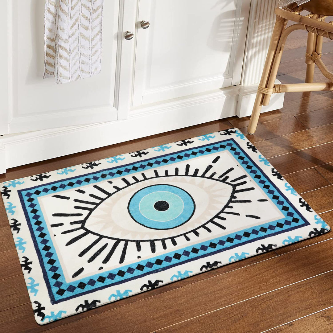 Alfombras lavables antibacterianas con diseño de ojo malvado azul de Olivenorma 