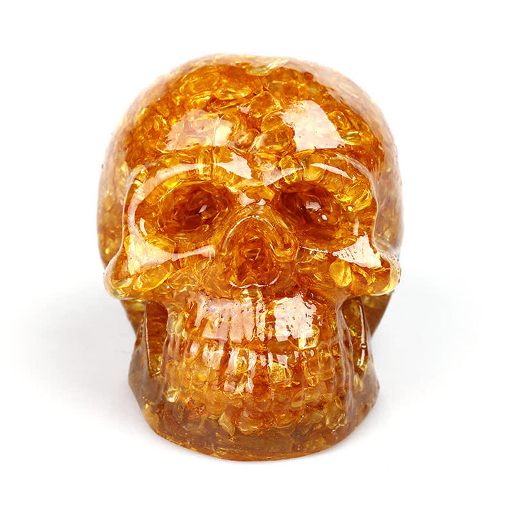 Decoración con piedras preciosas y calavera de cristal natural de Olivenorma