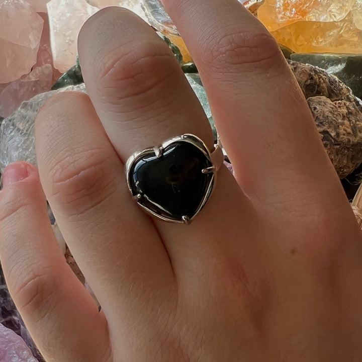 Anillo de corazón de cristal de piedra natural Olivenorma