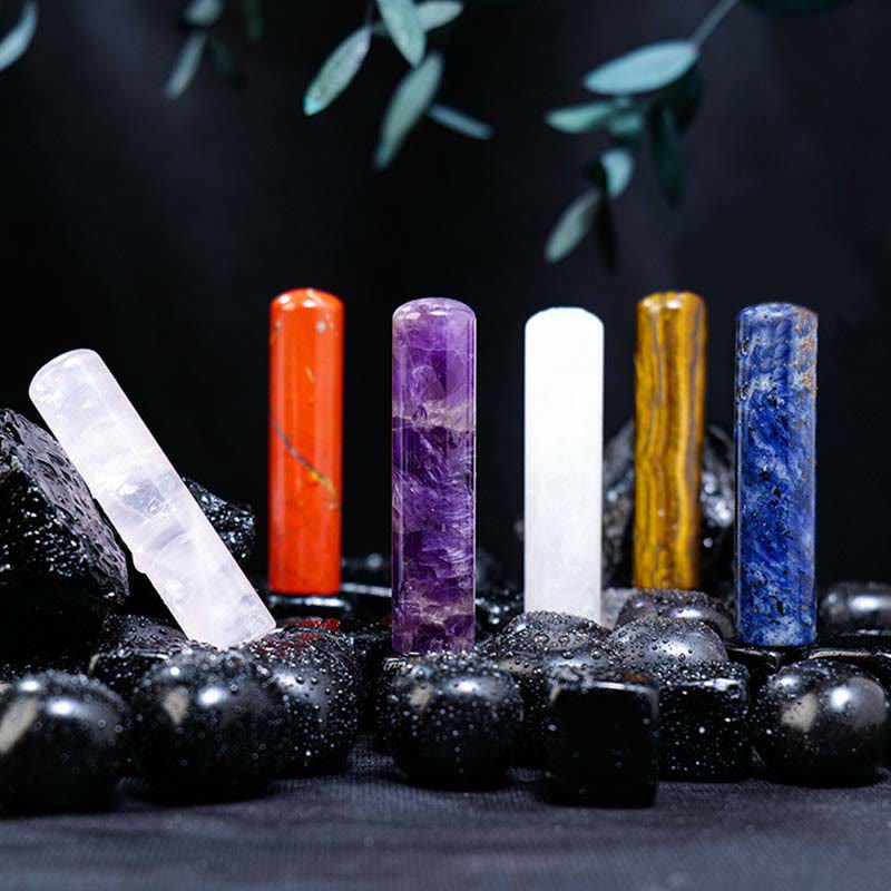Adorno cilíndrico de cristal de chakra natural de Olivenorma, decoración con piedras preciosas