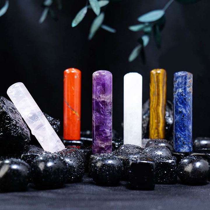 Adorno cilíndrico de cristal de chakra natural de Olivenorma, decoración con piedras preciosas