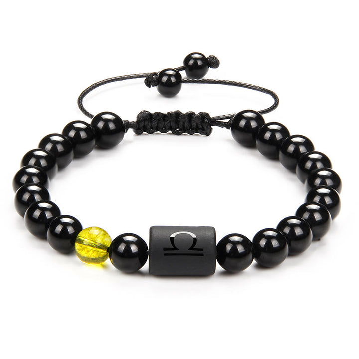 Pulsera tejida para hombre con ónix negro natural del zodiaco de Olivenorma