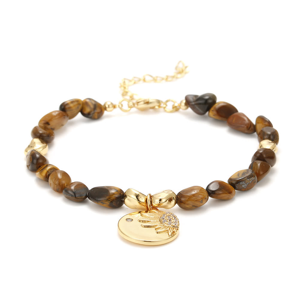 Pulsera de cobre de 18 quilates con piedra natural multicolor irregular de Olivenorma