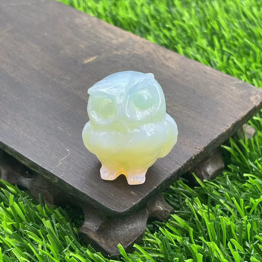 Adorno de búho de cristal natural de 3,5 cm de Olivenorma con piedras preciosas decorativas