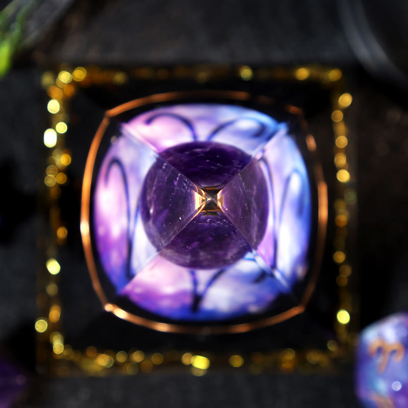 Pirámide de orgón de obsidiana con bola de amatista de Olivenorma 